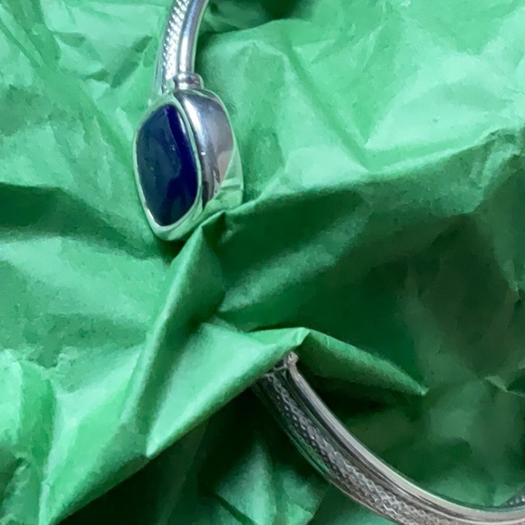 Sterling Silver and Lapis oval bangle bracelet - Picture 10 of 10